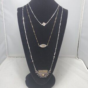 BKE 2 tone 3 layer necklace with charms